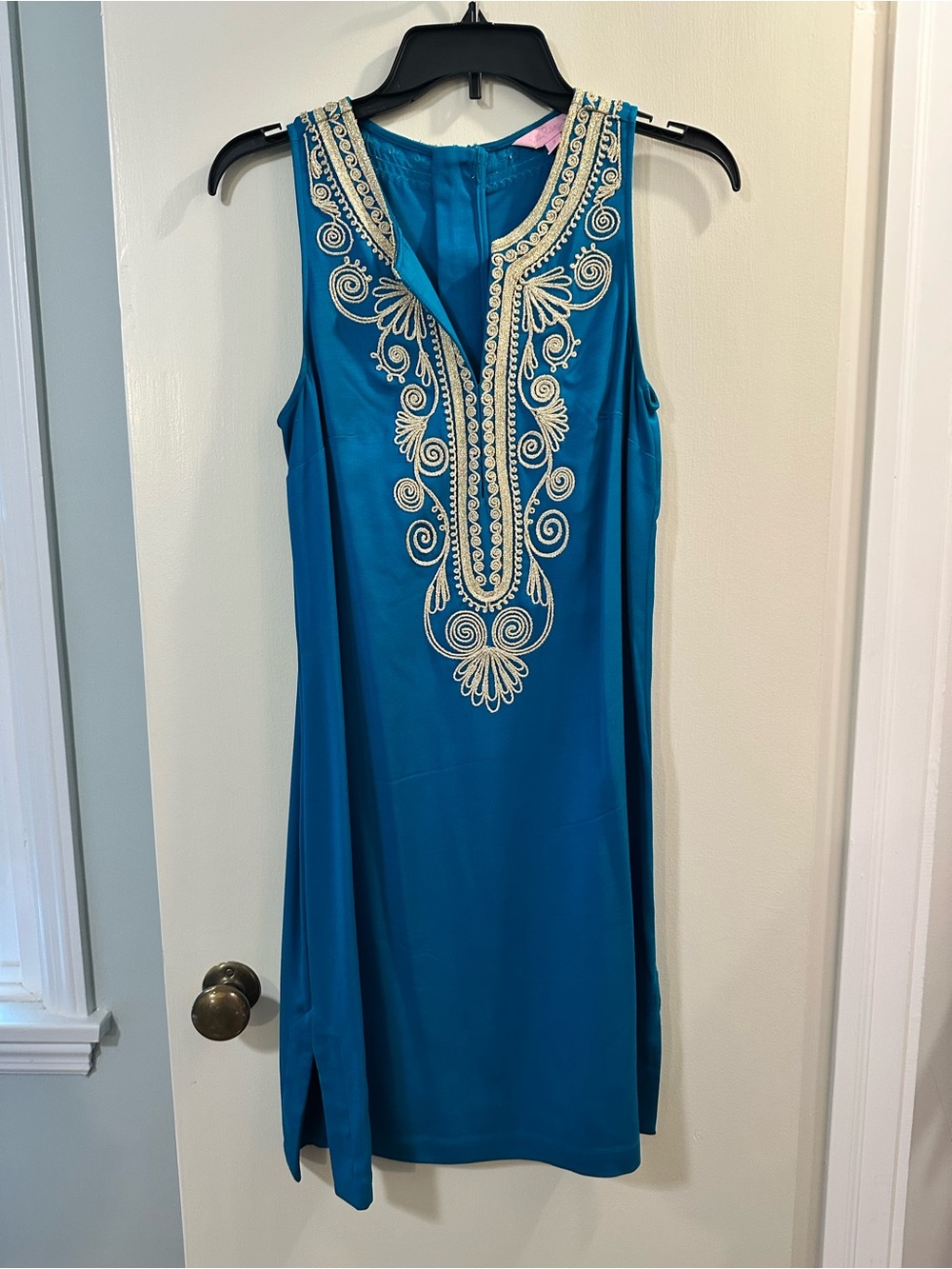 Lilly Pulitzer Teal Sleeveless Embroidered Shift